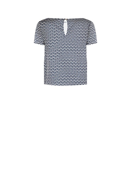 Vloeiende blouse van bedrukte satijnstof Rinascimento