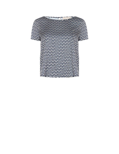 Vloeiende blouse van bedrukte satijnstof Rinascimento
