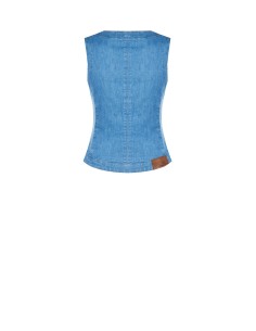 Getailleerd lang gilet van lichte stretchdenim van Rinascimento 2