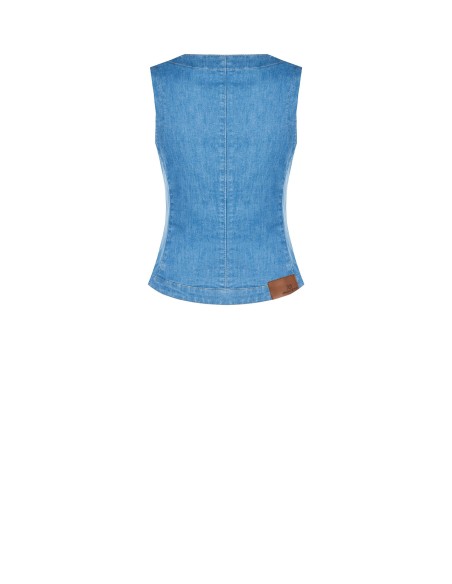 Getailleerd lang gilet van lichte stretchdenim van Rinascimento