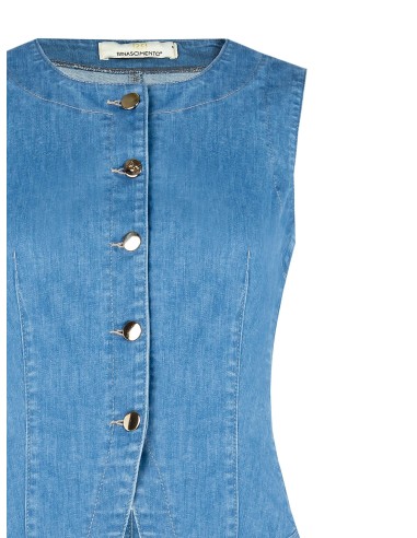 Getailleerd lang gilet van lichte stretchdenim van Rinascimento