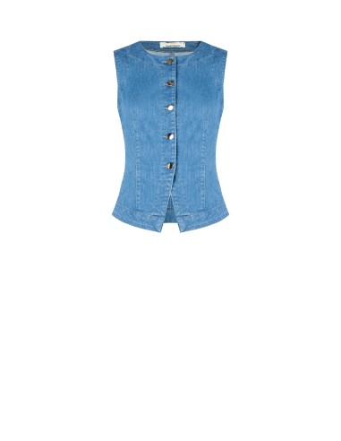 Getailleerd lang gilet van lichte stretchdenim van Rinascimento
