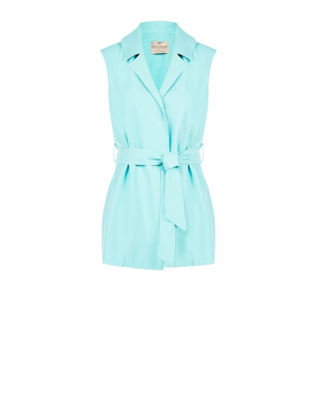 Lang Open Gilet Van Viscose Met Licht Kreukeffect En Bijpassende Riem Rinascimento