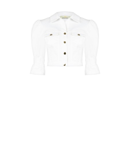 Cropped spijkerjasje van stretchdenim met zakjes Rinascimento