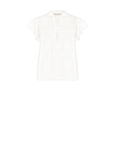 Ruime katoenen blouse met strepen, borduursels en ajourdetails Rinascimento