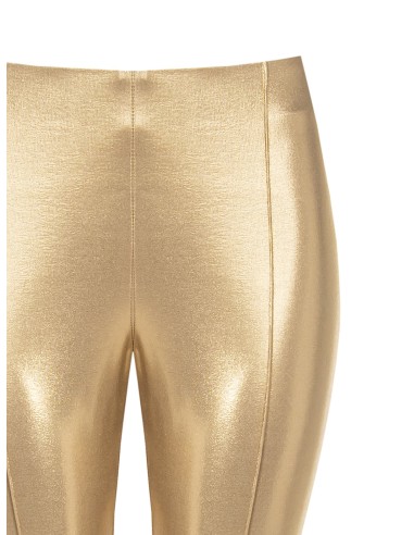 Goudkleurige gelamineerde skinny sigarettenbroek Rinascimento