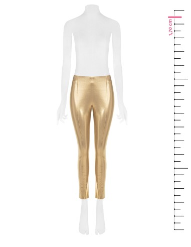 Goudkleurige gelamineerde skinny sigarettenbroek Rinascimento