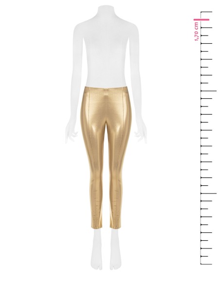 Goudkleurige gelamineerde skinny sigarettenbroek Rinascimento