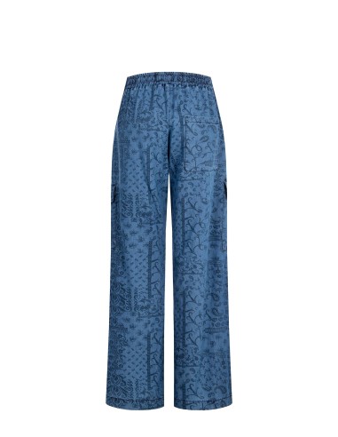 Cargo-palazzobroek van lichte bedrukte denim van Rinascimento