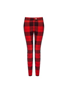Skinny cropped tartanbroek met gouden knoop van Rinascimento
