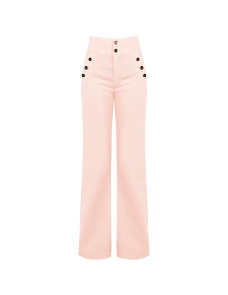 Rechte stretchjeans met hoge taille en knopen van Rinascimento