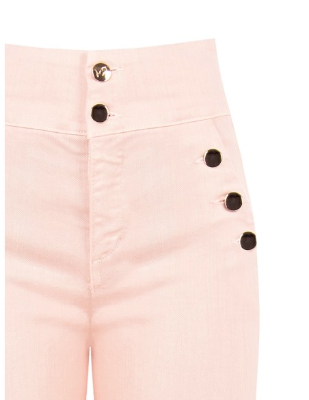 Rechte stretchjeans met hoge taille en knopen van Rinascimento