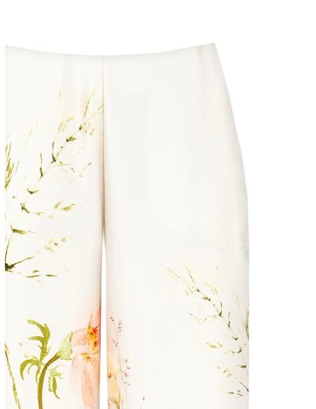 Palazzo-broek van satijn met botanische print en zakken Rinascimento