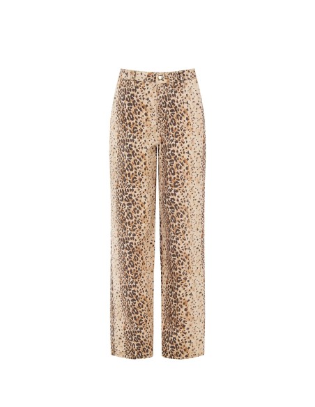 Rechte katoenen broek met luipaardprint van Rinascimento