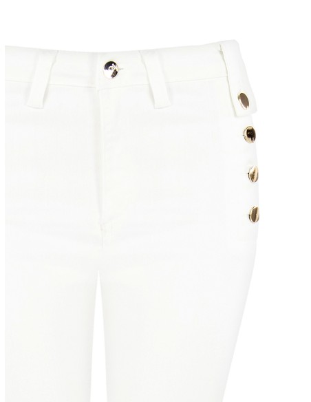 Skinny denim broek met knopen aan de zijkanten Rinascimento