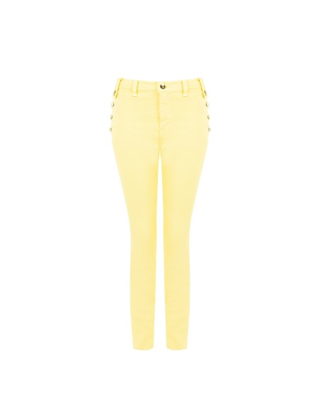 Skinny denim broek met knopen aan de zijkanten Rinascimento
