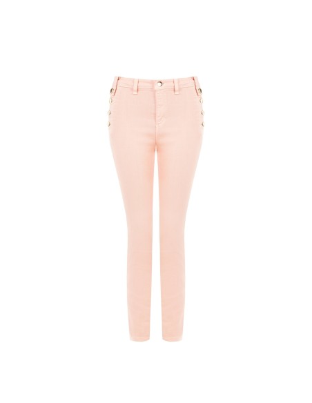 Skinny denim broek met knopen aan de zijkanten Rinascimento