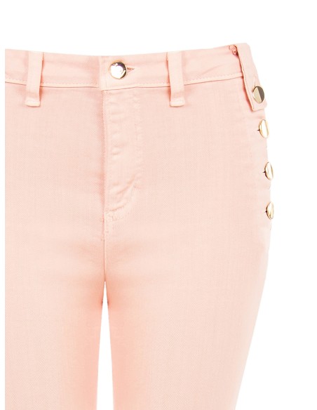 Skinny denim broek met knopen aan de zijkanten Rinascimento