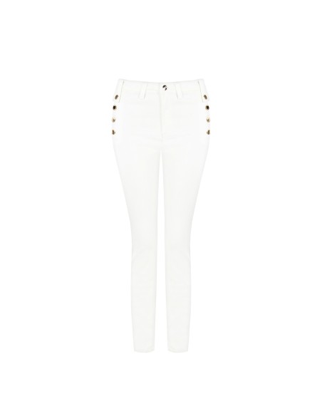 Skinny denim broek met knopen aan de zijkanten Rinascimento
