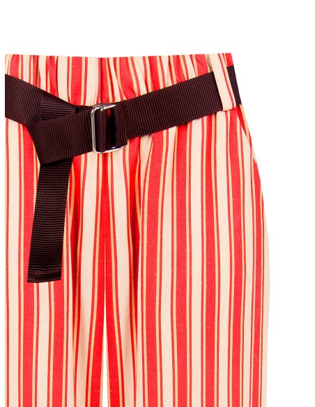 Wijde broek van een viscose-linnenmix met bijpassende riem en zakken van Rinascimento