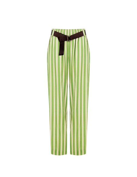 Wijde broek van een viscose-linnenmix met bijpassende riem en zakken van Rinascimento