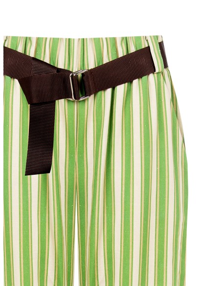 Wijde broek van een viscose-linnenmix met bijpassende riem en zakken van Rinascimento