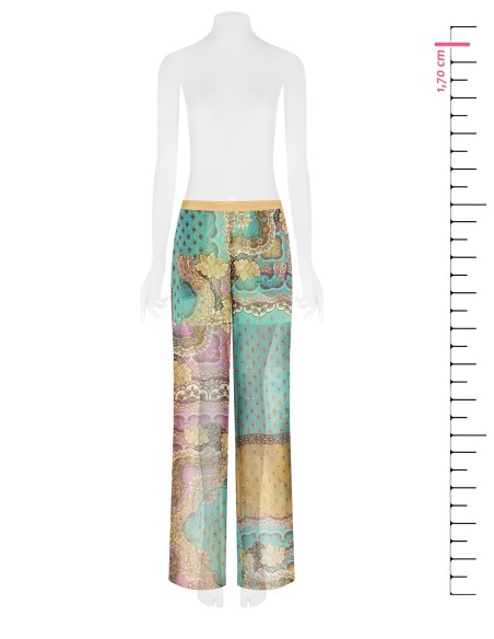 Palazzo-broek van semi-transparante georgette met geïntegreerde shorts en zakken van Rinascimento