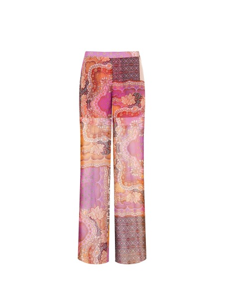 Palazzo-broek van semi-transparante georgette met geïntegreerde shorts en zakken van Rinascimento