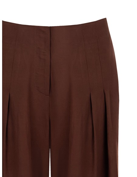 Palazzo-broek van een viscose-linnenmix met dubbele plooien en zakken van Rinascimento