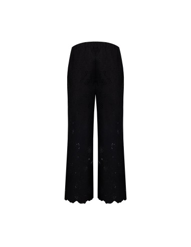 Wijde cropped broek van katoenmix met bloemenborduursel en ajourdetails van Rinascimento