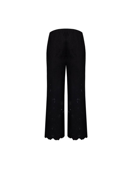 Wijde cropped broek van katoenmix met bloemenborduursel en ajourdetails van Rinascimento