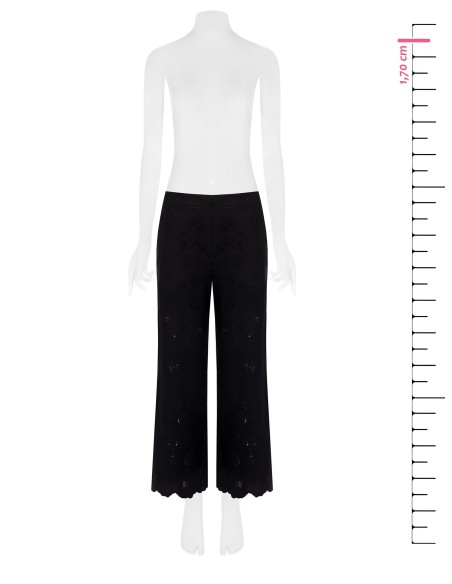 Wijde cropped broek van katoenmix met bloemenborduursel en ajourdetails van Rinascimento