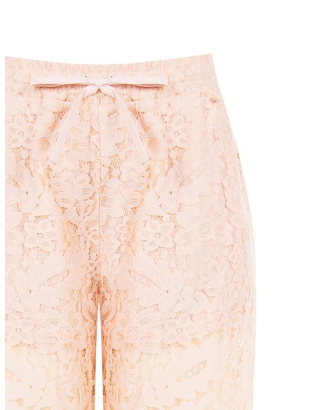Palazzo-broek van kant met geïntegreerde shorts en zakken van Rinascimento