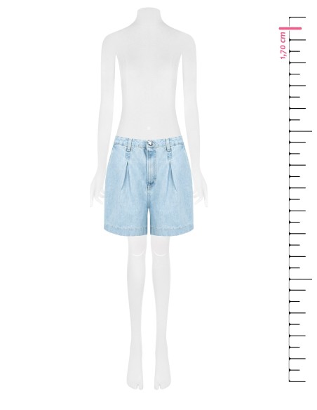 Wijde korte denim broek met plooien van Rinascimento