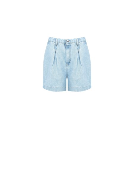 Wijde korte denim broek met plooien van Rinascimento