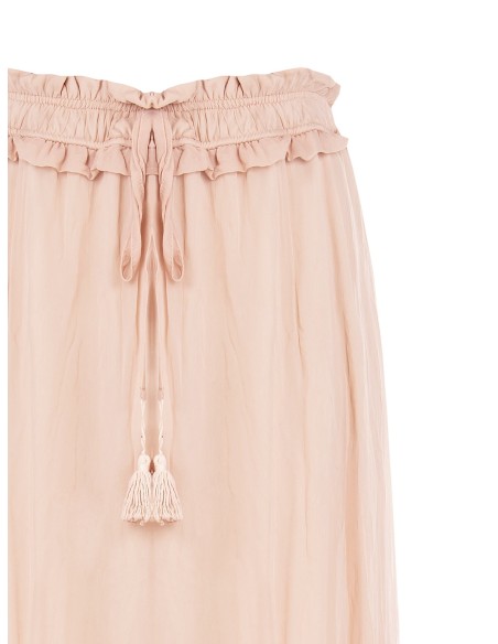 Lange rok van georgette met elastische taille en volant van Rinascimento