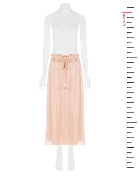 Lange rok van georgette met elastische taille en volant van Rinascimento