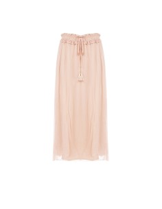 Lange rok van georgette met elastische taille en volant van Rinascimento