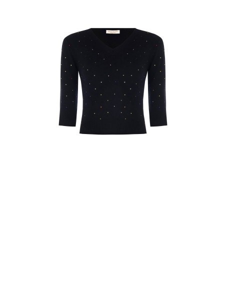 Truitje met 3/4-mouwen en multicolor strass-steentjes Rinascimento