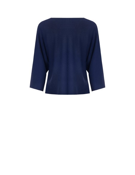 Soepelvallende top met geperforeerd logo en 3/4-mouwen Rinascimento