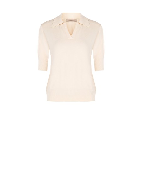 Poloshirt van viscosemix met geborduurd RR-logo Rinascimento