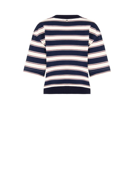 Sweater met korte mouwen van katoenmix, met V-hals en bijenbroche van Rinascimento