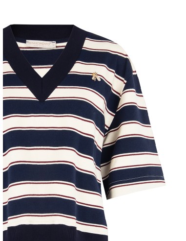 Sweater met korte mouwen van katoenmix, met V-hals en bijenbroche van Rinascimento