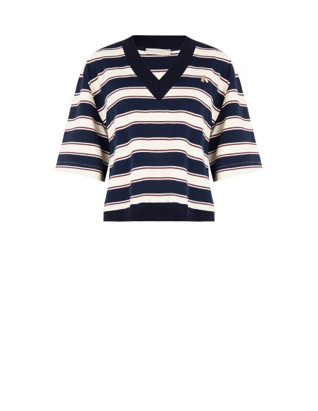 Sweater met korte mouwen van katoenmix, met V-hals en bijenbroche van Rinascimento