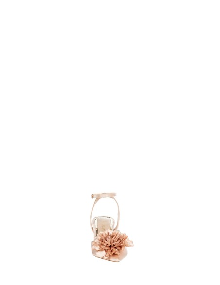 Slingback-decolleté van satijn met lage hak en stoffen bloem Rinascimento
