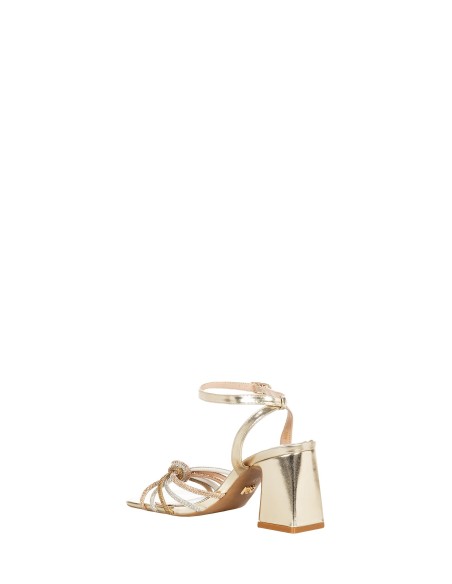 Sandalen met middelhoge hak en met strass bezette knoopbandjes Rinascimento