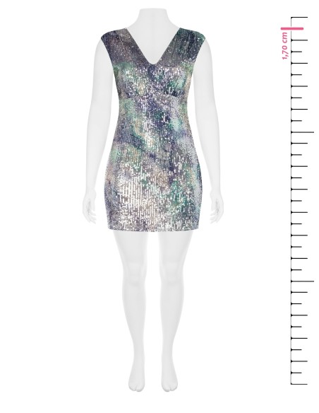 Curvy kokerjurk met open rug, bedekt met bedrukte pailletten – Rinascimento Curvy