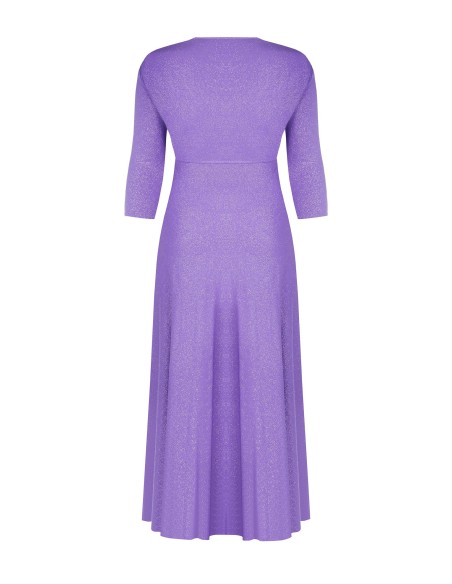 Lange soepelvallende jurk van glittertricot met gekruiste V-hals Rinascimento Curvy
