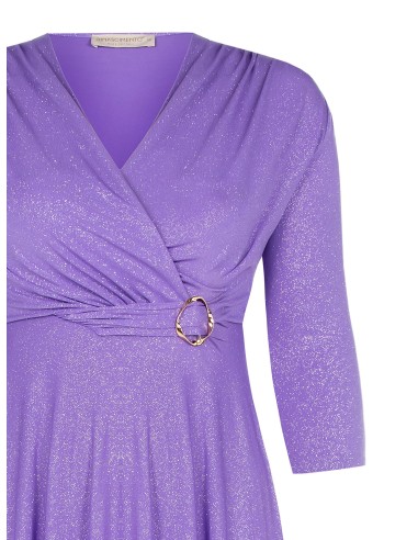 Lange soepelvallende jurk van glittertricot met gekruiste V-hals Rinascimento Curvy