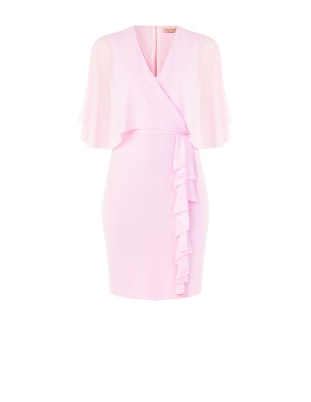 Kokerjurk van scuba-crêpe met cape-achtige mouwen van georgette, Rinascimento Curvy